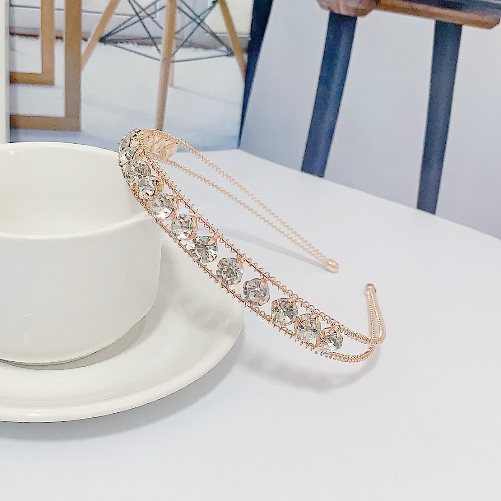 Corea del Sur retro francés rhinestone diadema hembra versátil fuera de hadas Super Hada Socialite diadema Internet celebridad exquisita