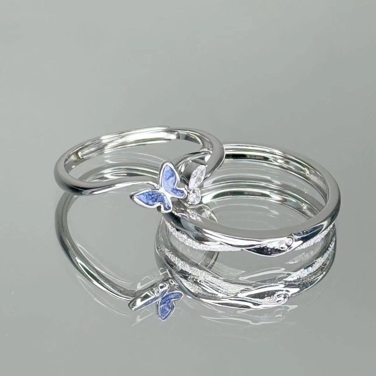 Schmetterling Partnerringe Aus Sterlingsilber Für Damen Und Herren_voghion.com