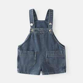 2026新款夏季男女童牛仔背带裤宽松休闲百搭短裤时尚童装图片色