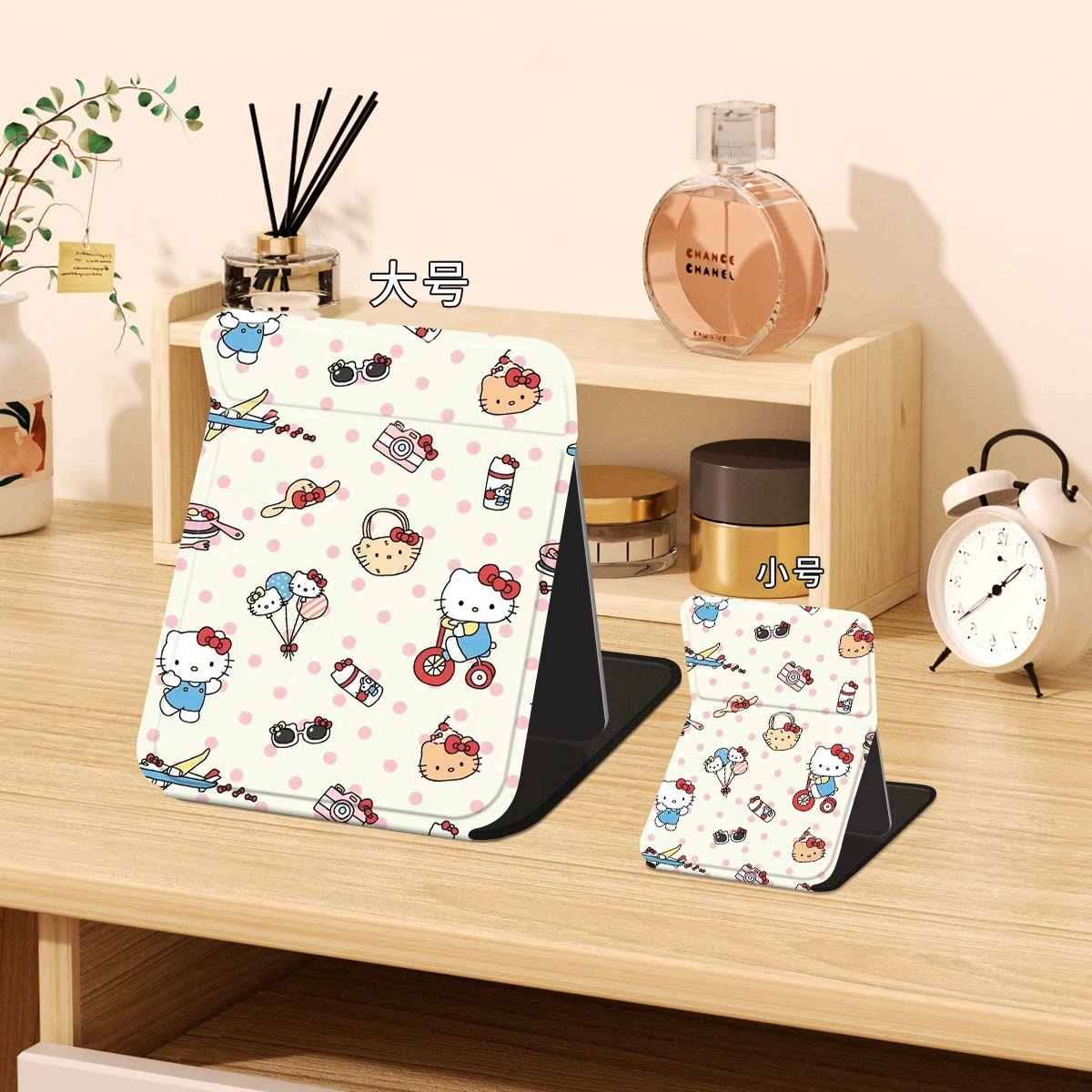 Складное ручное зеркало (Sanrio) Hello Kitty — мультяшное портативное зеркало для школьников, малое и большое