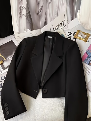 Wholesale Short Women's Spring New Elegant High-End Fitted Black Casual Suit