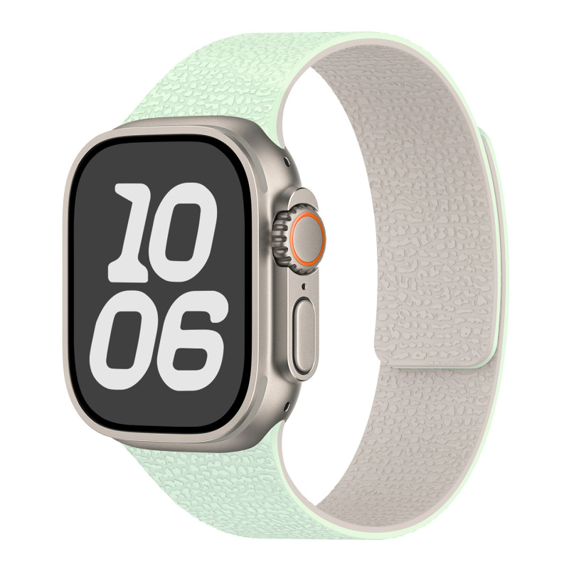 Apple Watch1-11世代/Ultra1-3/SE3に適しています。ライチ柄のソフト磁性シリコンストラップです。|undefined