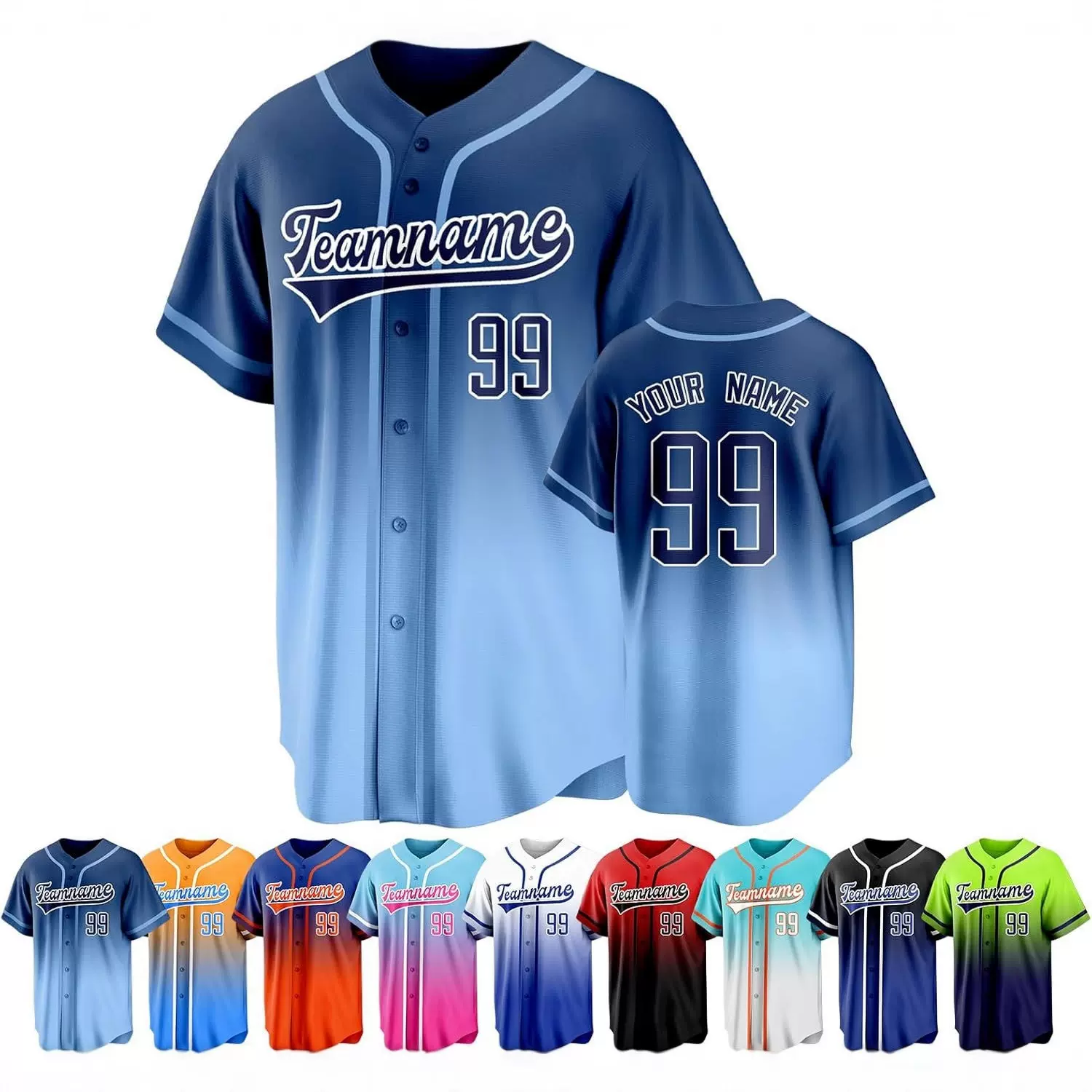 新款外贸数码印花男女棒球服运动开衫透气速干比赛训练服运动球衣