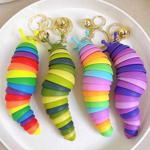 Creative decompression slug pendant cute cartoon bag pendant caterpillar keychain car key chain