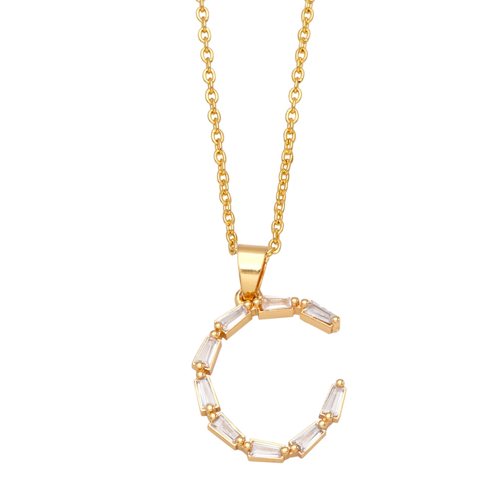 Fashion Letter Copper Inlay Zircon Pendant Necklace 1 Piece