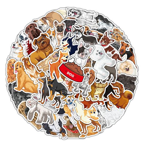 50 sheets of poodle realistic stickers for notebooks, guitars, luggage, decorative stickers, waterproof stationery creative stickers
