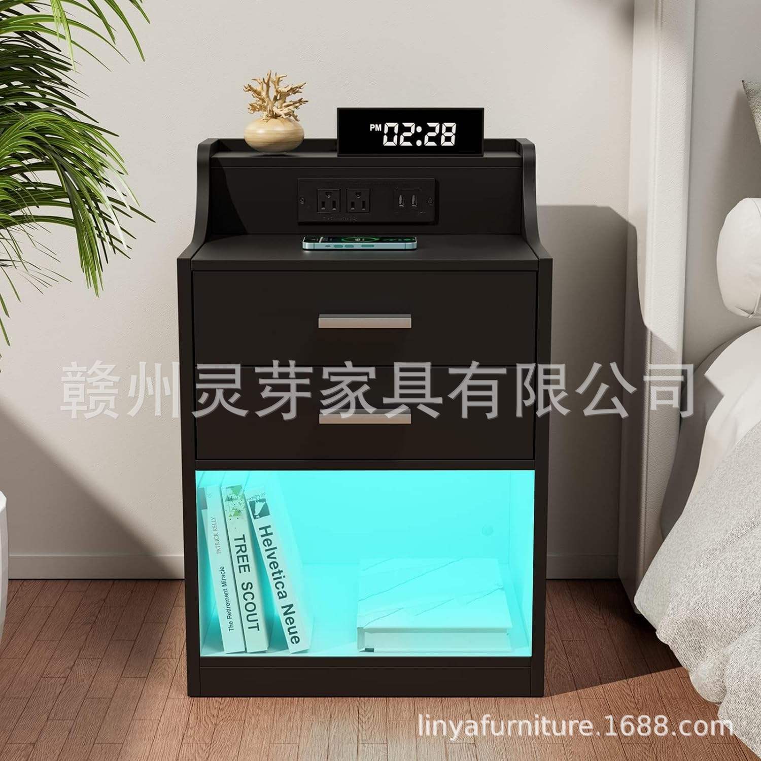 Amazon venta caliente de muebles de tablero con diodos luminosos recargables mesas de cama fábrica de comercio exterior al por mayor