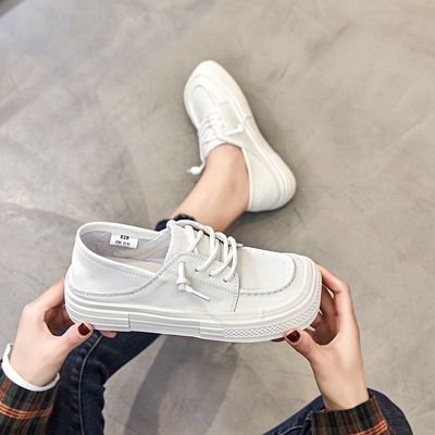 CCVV真皮小白鞋女2022爆款百搭平底女鞋休閑板鞋現貨低幫懶人鞋潮