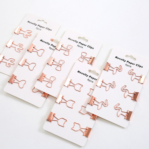 Yuelu creative metal small clip electroplating dazzling office clip photo clip cross-border folder student color clip