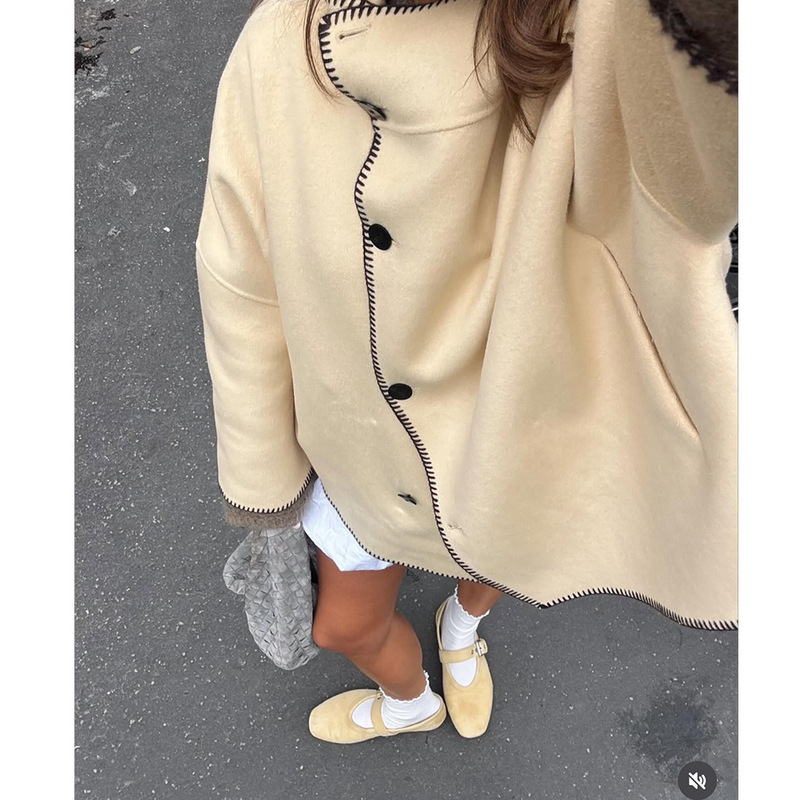 Cross-Border Women's Clothing Wholesale Shell Embroidery Overlock New Pocket Scarf Autumn and Winter Stand Collar Windproof Jacket