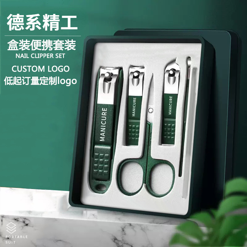 Juego de cortaúñas anti-salpicaduras de alta calidad Cortaúñas biseladas de acero inoxidable Juego de cortaúñas de alta gama Manicura para el hogar