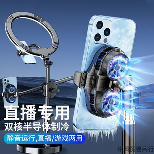 2025 New Mobile Phone Radiator Dual-Core Live Broadcast Bracket Semiconductor Refrigeration E-Sports Silent Cooling Back Clip Desktop