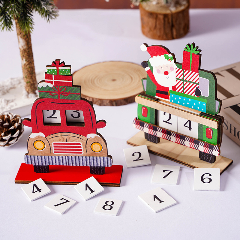 Santa Claus, Car Pattern Christmas Santa Claus Car Wood Party Ornaments
