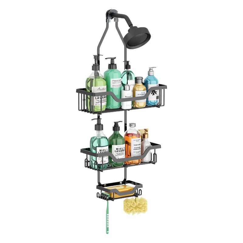 Cross-border Amazon Iron Bathroom Rack Rain Head Hanger Shampoo Shower Gel Storage Rack Toilet Storage