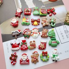卡通圣诞老人树脂配件 奶油胶diy手机壳发夹圣诞树装饰材料批发