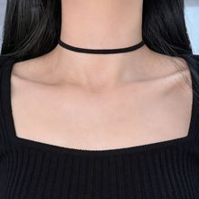 欧美跨境简约绒皮绳钛钢项链choker项圈女百搭高级感不掉色锁骨链