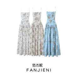 ZR 外国貿易卸売ヨーロッパとアメリカンスタイルの婦人服フレンチファッション気質ロマンチックな花柄チューブトップウエストサスペンダードレス