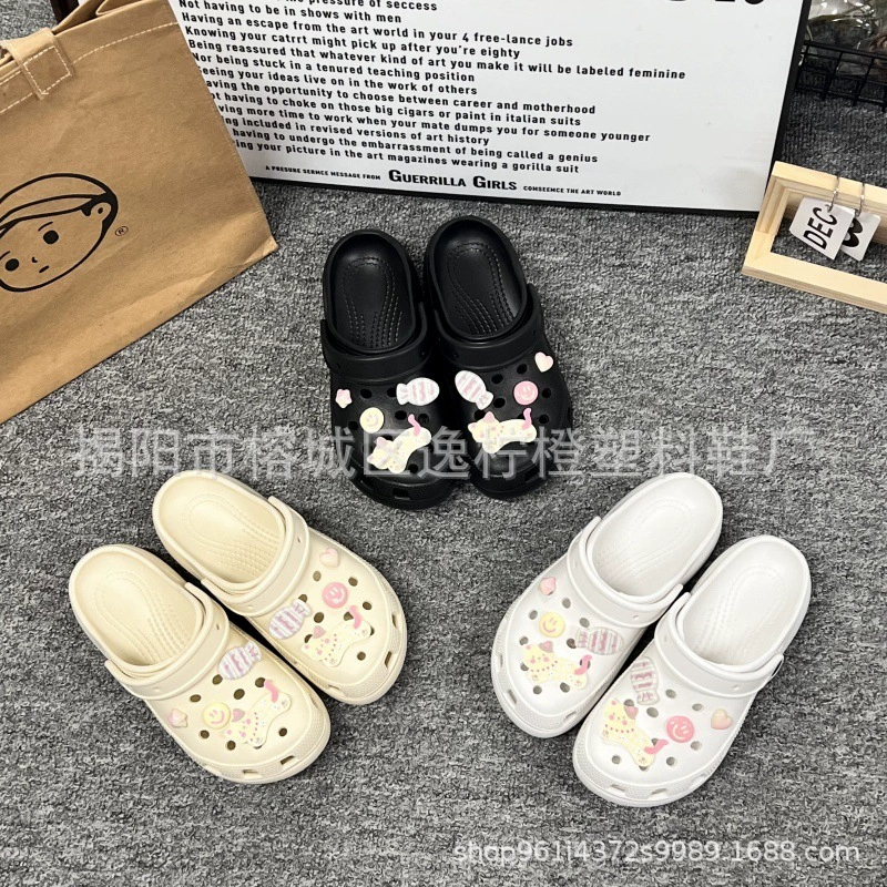 2025 новых весенне-летних симпатичных мультяшных повседневных сабо для верхней одежды на толстой подошве, увеличивающие рост, нескользящие сандалии