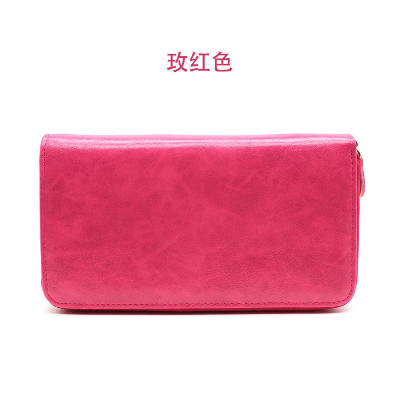 Nuevo monedero de cremallera única para hombres multifuncional retro gran capacidad bolsa de teléfono móvil bolsa tarjeta de órgano bolsa de cera de piel bolsa de mano mujer