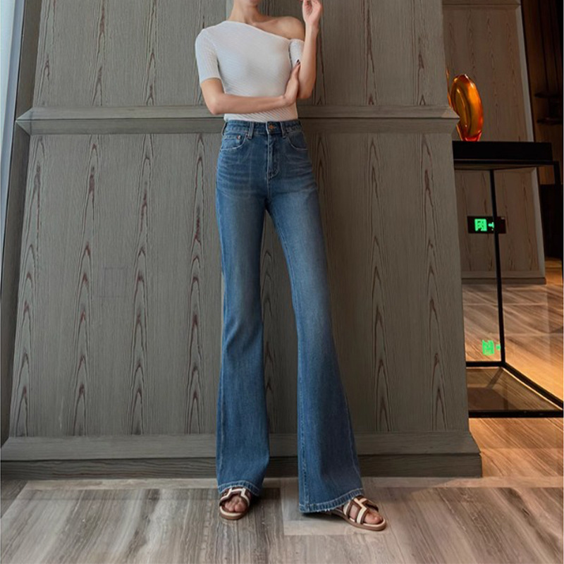 Dai Jia & er same style air four-sided stretch jeans women's spring and autumn stretch slim flared pants micro-pants 509