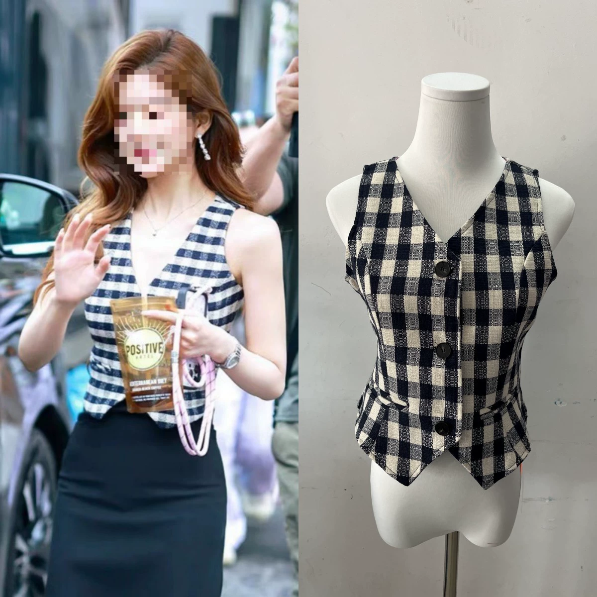 Долгосрочный складской запас: ослепительный жилет в стиле Zhao Lusi с V-образным вырезом, вдохновленный Chanel, весна 2025 года.