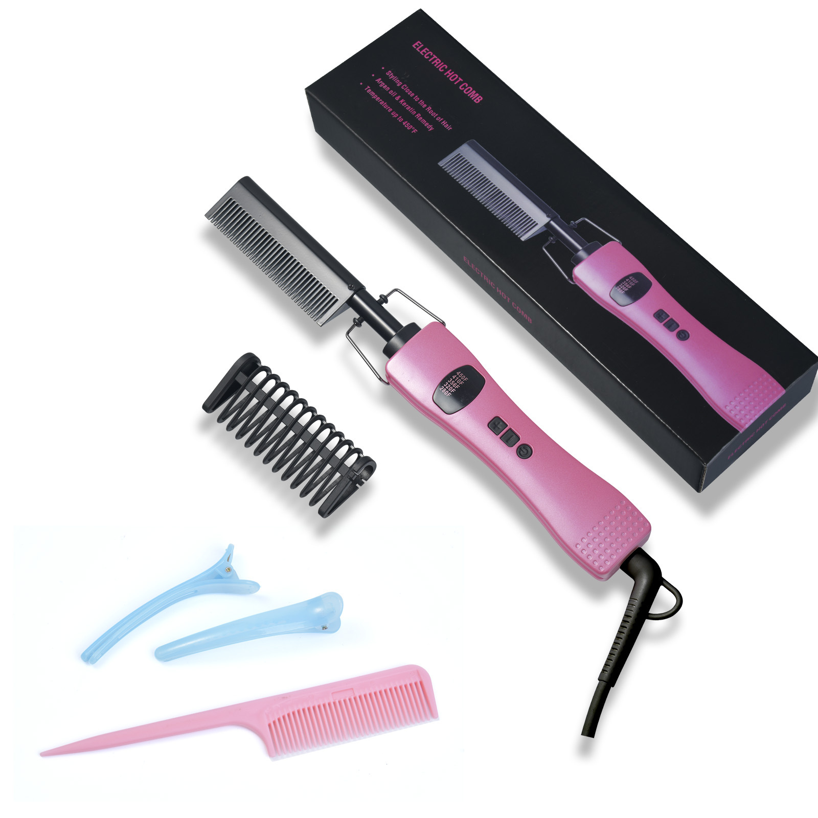 Cross-border Straight Curling Comb Bangs Wet and Dry Copper Comb Straight Hair Curling Rod Household Straight Curling Multifunctional Electric Comb