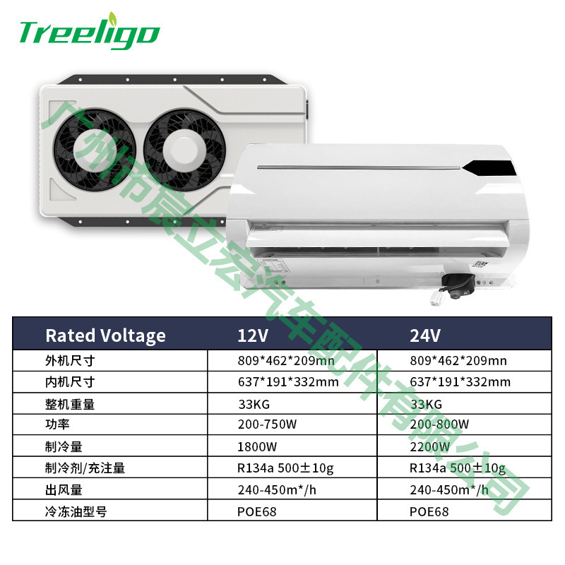Manufacturer's new double-fan split parking air conditioner 12V24V mute high cooling capacity electric truck car saloon