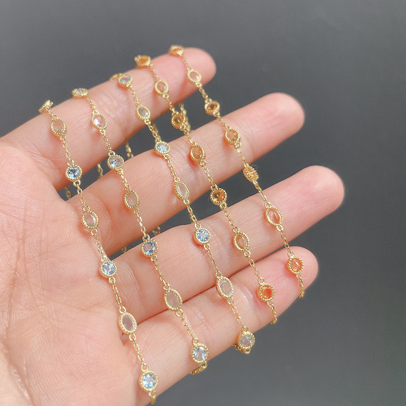 Japanese Light Luxury s925 Silver 14K Gold Natural Stone Bracelet Energy Natural Blue Mag Citrine Color Treasure Bracelet