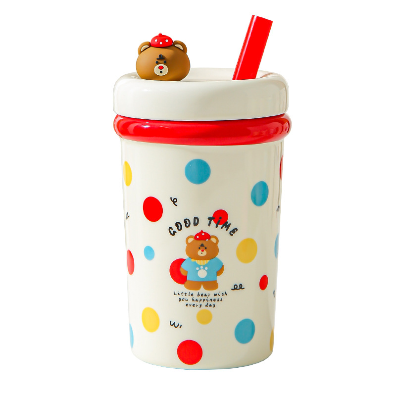 Corazón de una niña, taza de paja encantadora, taza de cerámica con cubierta, taza de café, leche, regalo de cumpleaños