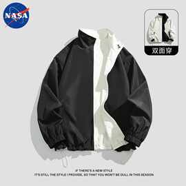 NASA品牌春秋美式双面穿夹克男士高质量潮流百搭宽松翻领帅气外套