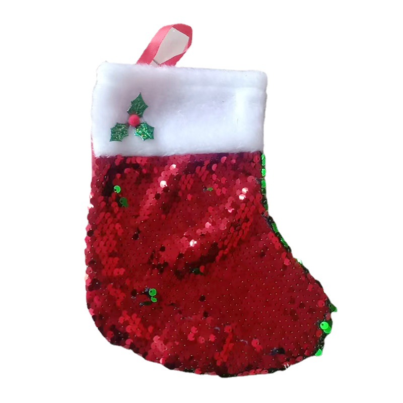 Transfronterizo nuevos suministros de decoración de Navidad con lentejuelas calcetines de Navidad con lentejuelas Rojas bolsa de regalo de Navidad