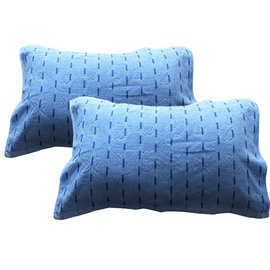 纯棉学生宿舍通用枕巾蓝色单位部队寝室专用全棉纯色宾馆劳保枕巾