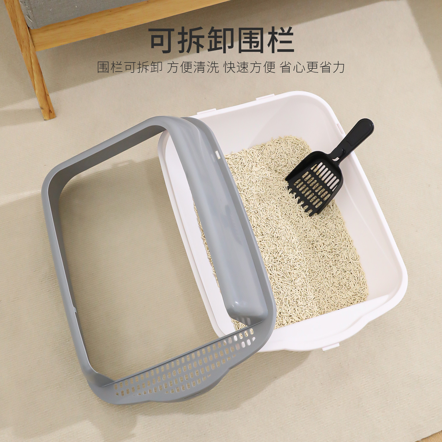 Zpipitao caja de arena original para gatos inodoro para gatos al aire libre semicerrado de gran tamaño, caja de arena cuadrada a prueba de salpicaduras, grande