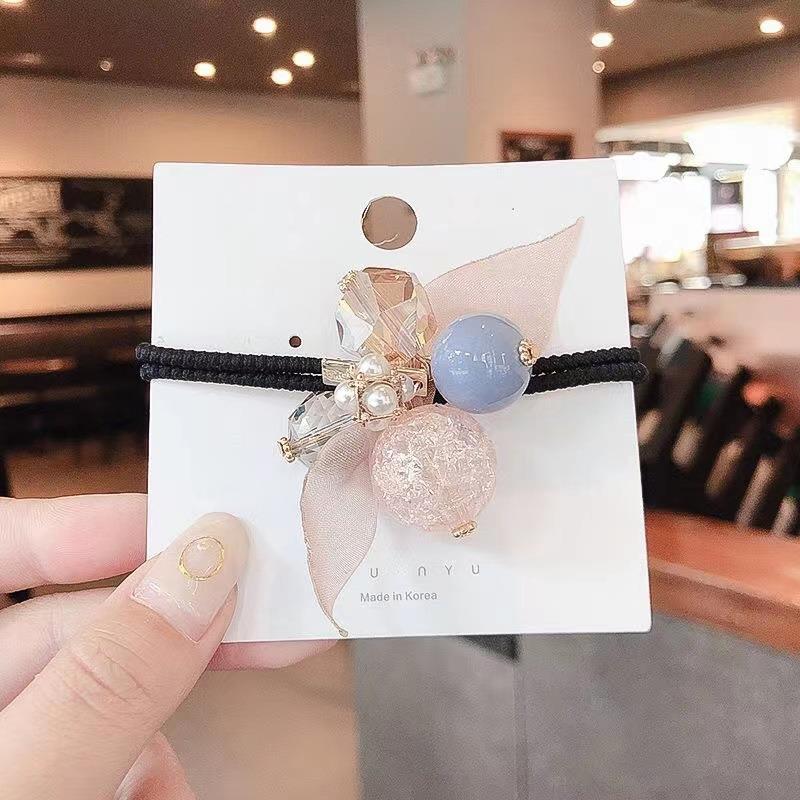 Elástico joyas de cabello de moda con frijoles frescos M anillo de cereza cuerda de cabello al por mayor de la banda de goma cabeza de 100 bolas de cabello rojo una variedad de alta elástica