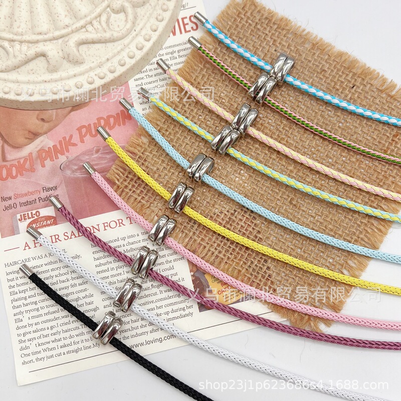 High color retention steel wire hand rope 3mm length adjustable eight buckle bracelet diy hand rope semi-finished products factory direct sales
