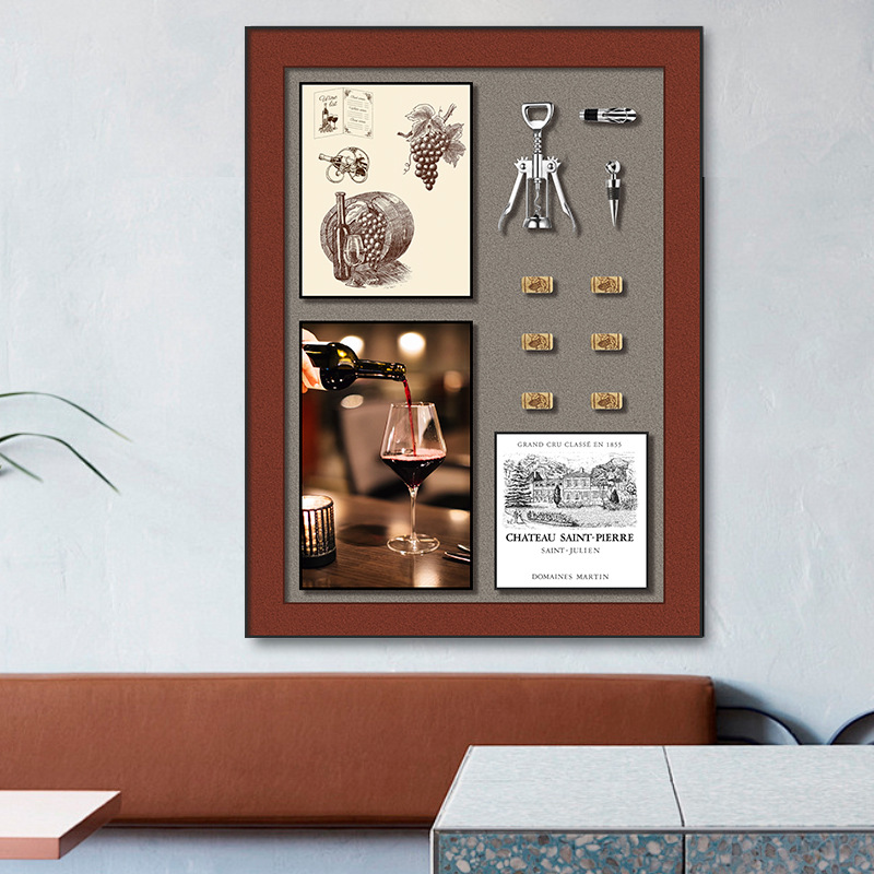 Pintura de decoración de restaurante Pintura colgante de arte tridimensional Pintura de instalación física de copa de vino minimalista moderna Pintura mural de sala de muestra de gabinete de vino