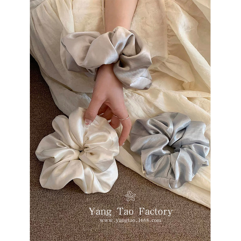 Nuevo estilo satinado brillante lazo para el cabello grande para mujer banda de goma de cola de caballo baja