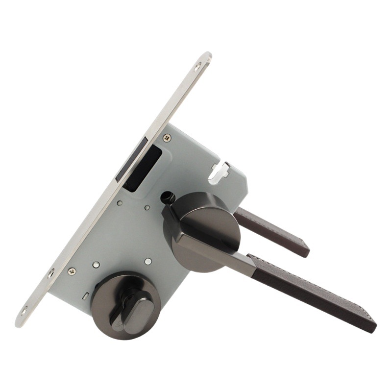 Cerradura de Manija de Cuero Genuino de Lujo Ligero al por Mayor, Cerradura Magnética Silenciosa Dividida, Cerradura de Embutir para Puerta de Madera Interior, Cerradura Silenciosa para Puerta de Dormitorio