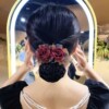 Summer elegant fashionable hair mesh, hair accessory, hairgrip, flowered, Japanese and Korean, 2023