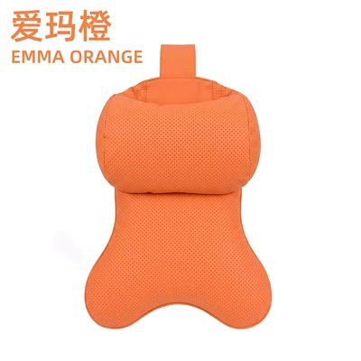 Car Headrest Cloud Cotton Neck Pillow Simple Business Style Adjustable Height Headrest Unisex Dual-Core Headrest (Headrest) - double-sided-suede-leather-emma-orange-single-pack