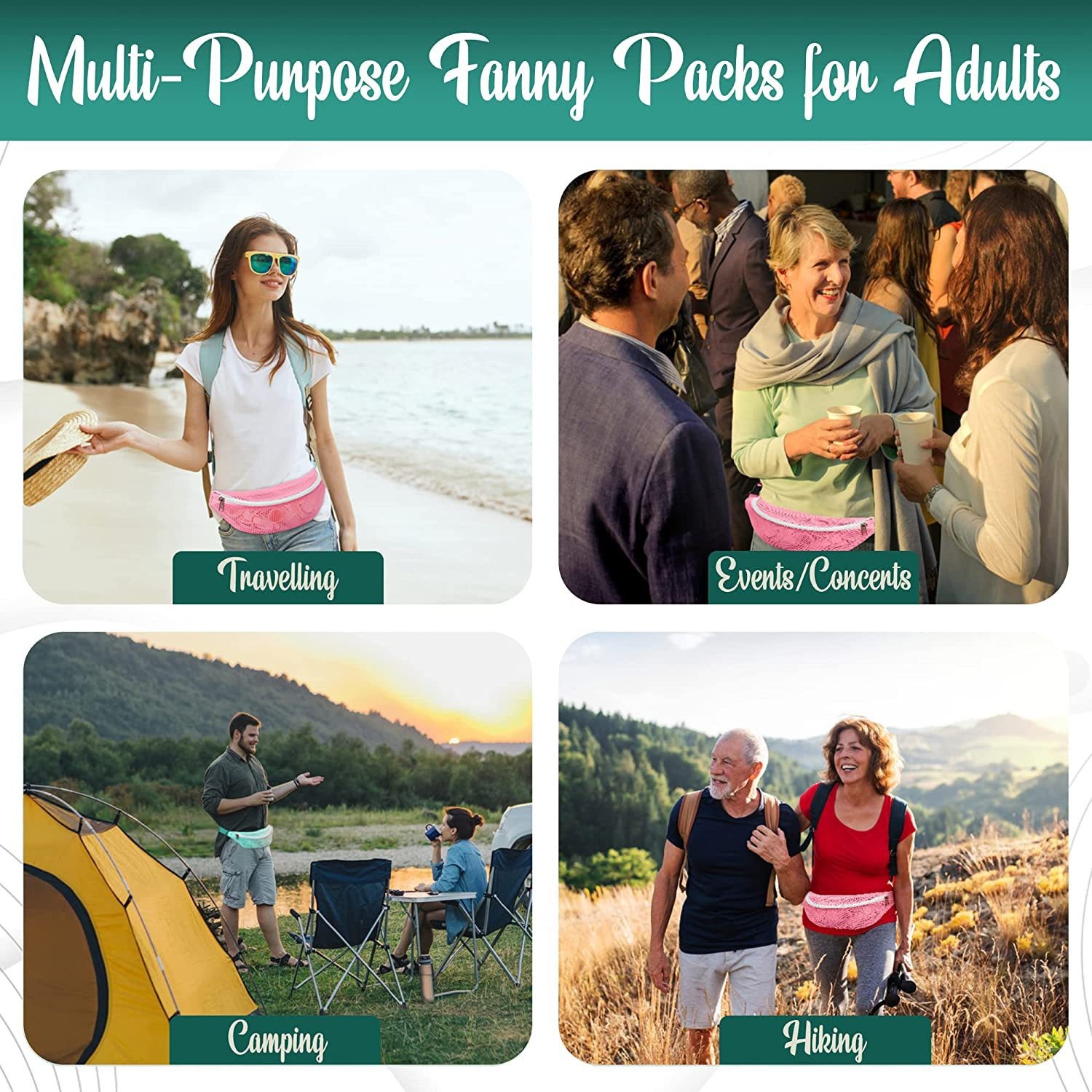 Amazon deportes al aire libre cintura bolsa playa malla crossbody bolso del teléfono pecho bolsa hombres y mujeres corriendo fitness pequeño bolso de la cintura