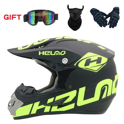 Motosiklet kaskı (dəbilqə) – riding electric car full helmet - fluorescent-green-h-goggles-mask-black-gloves-s