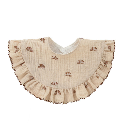 Newborn Baby Frilled Bib Cotton Gauze 360-degree bib Baby Accessories
