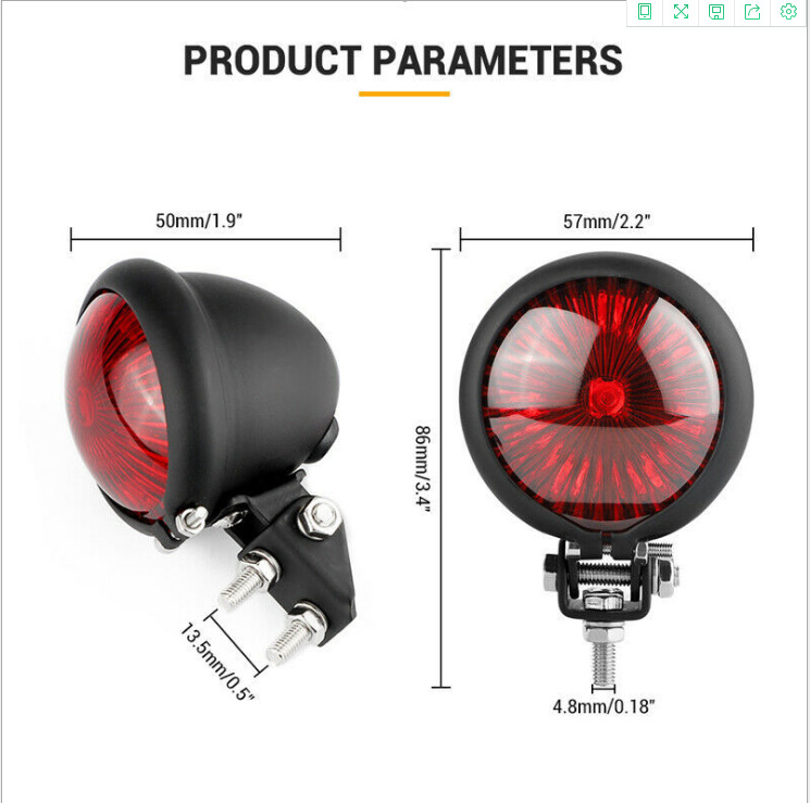 Harley cruiser motorcycle modification accessories retro metal LED rear tail light brake light small round light