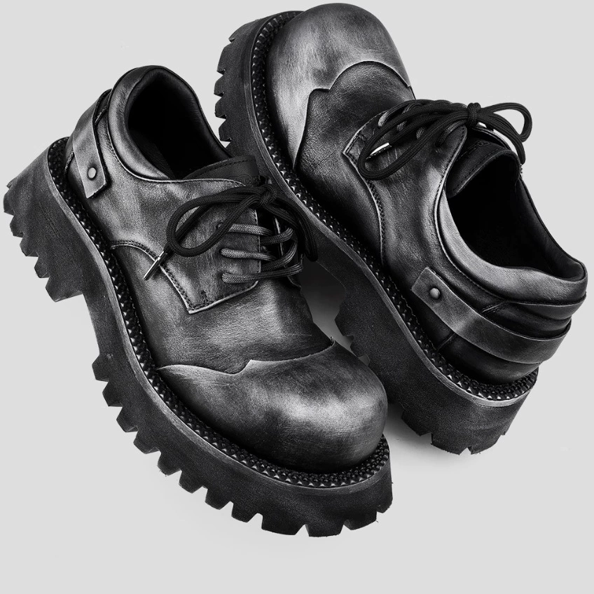 Нишевые кожаные туфли высокого класса в британском стиле, универсальная воловья кожа, туфли дерби в одном стиле знаменитостей Ху Ся, мужская и женская обувь, толстая подошва.