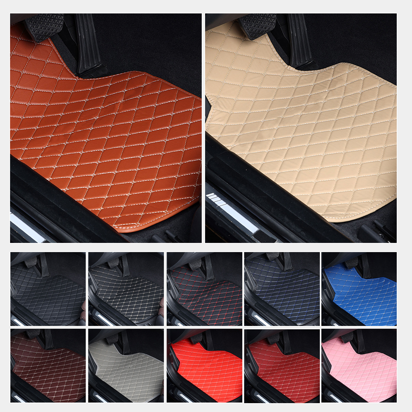 Universal car floor mats for all seasons, no tools required, quick installation, easy to clean and maintain, four-piece set