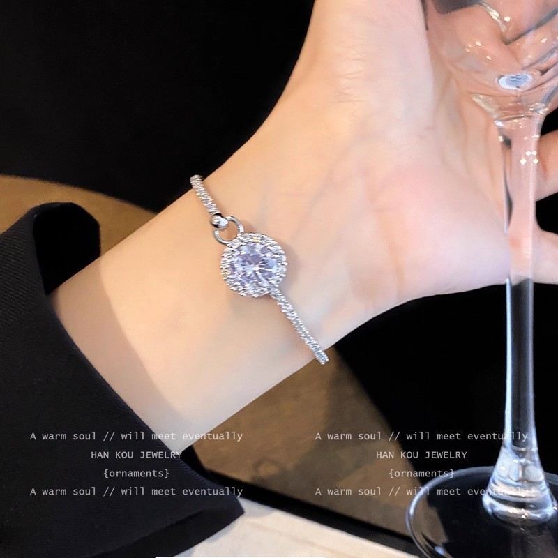 微镶锆石心动闪耀闪钻手链女轻奢小众精致百搭手镯闺蜜女生手饰品|undefined