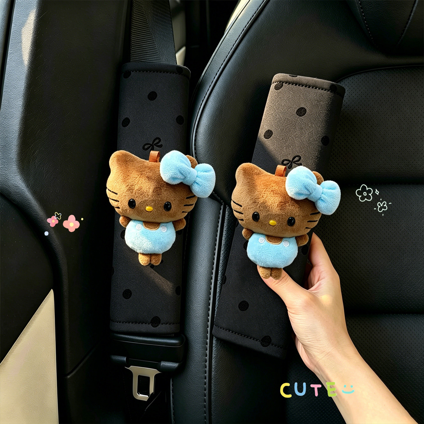 Cute shoulder protector for women, seatbelt decoration, car interior anti-wear clothing protection, universal for all seasons, cartoon KT cat