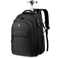 拉杆双肩包男女休闲旅行背包大容量耐磨简约多功能商务电脑包有轮