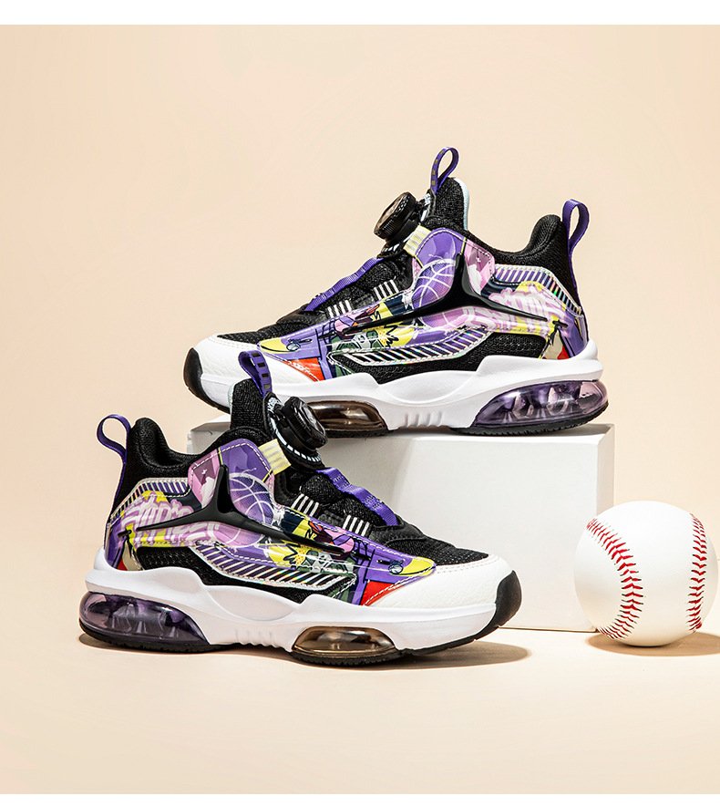 child's shoes Children's autumn basketball shoes breathable rotary buckle boy big children_voghion.com